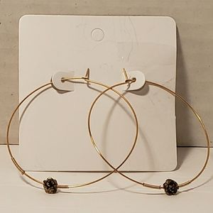 Golden Rose Hoop Earrings NWOT